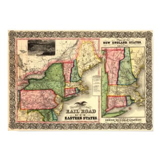 Vintage 1856 New England Rail Map print