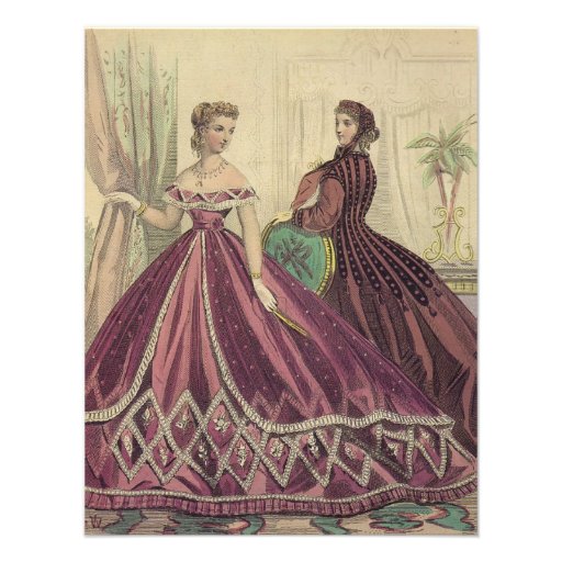 Vintage 1860s Women Tea Party Custom Invitations
