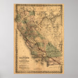 Vintage 1876 California Map posters