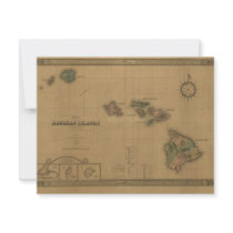 Vintage 1876 Hawaii Map -  Hawaiian Islands Invitations