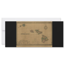 Vintage 1876 Hawaii Map -  Hawaiian Islands Full Color Rack Card