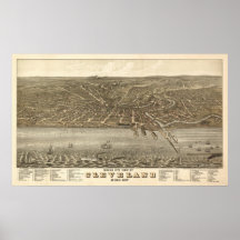 Vintage 1877 Cleveland Ohio View Print