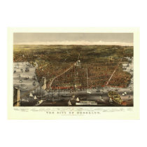 Vintage 1879 Brooklyn NY Bird's Eye View Map posters