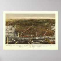 Vintage 1879 Brooklyn NY Bird's Eye View Map Posters