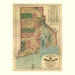 Vintage 1880 Rhode Island Map posters