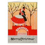 Vintage 1920s-1930s Christmas Couple Greeting Card