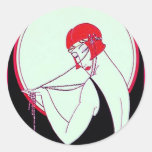 Vintage 1920's Flapper Round Sticker