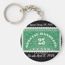 "Vintage-'1925-Special Handling' postage stamp" Keychain