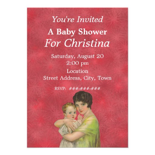 Vintage 1930â€™s Mother Holding Child Baby Shower Custom Invitation