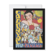 Vintage 1937 Panama Carnaval Woman Personalized Invitation