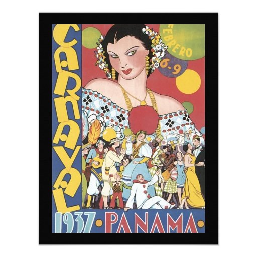 Vintage 1937 Panama Carnaval Woman Personalized Invitation