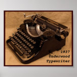 Vintage 1937 Underwood Typewriter posters