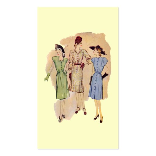 Vintage 1940s Fashion Business Card Templates (back side)