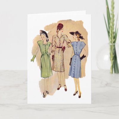 1940s Clothing Women on Illustration Of Three Smartly Dressed Women Wearing 1940s Fashions