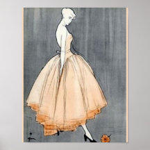 Vintage 1940s French Couture Print