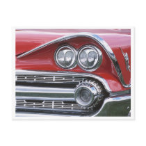 Vintage 1959 Classic Car Grill Photograph Postcard