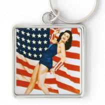 Vintage 4 th of July Pinup Key Chain