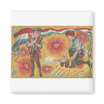 Vintage 4th of July Art Fridge Magnet