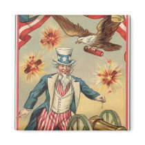 Vintage 4th of July Greetings, Uncle Sam Fireworks Magnets