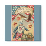 Vintage 4th of July Greetings, Uncle Sam Fireworks Magnets
