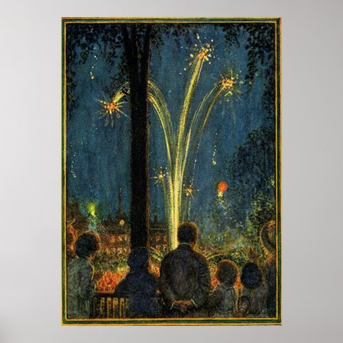 Vintage 4th of July poster print