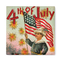 Vintage 4th of July Square Magnet