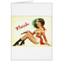 Vintage 50s Pirate Girl Card