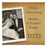 Vintage 50th Anniversary Photo Square Invitations
