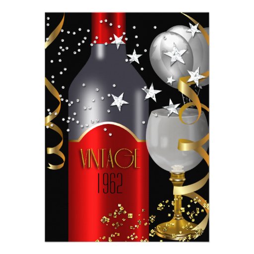 vintage_50th_birthday_red_wine_black_gold_silver_invitation ra64f32c96f84465680f5d6211f3ed012_imtzy_8byvr_512