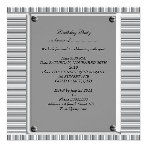 Vintage 50th Silver Black Birthday Party Custom Invitations
