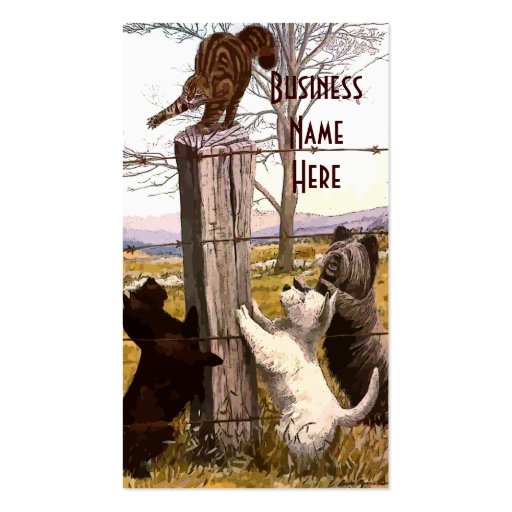 Vintage Abstract Terriers and Bobcat Business Card
