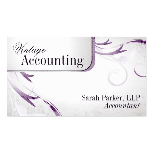 Vintage Accounting Bookkeeping Swirl Business Card (front side)
