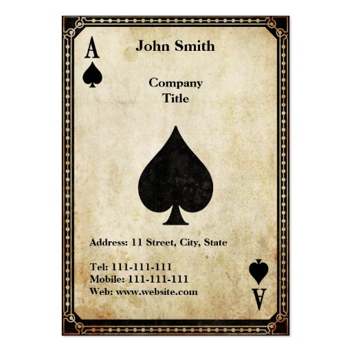 Vintage Ace of Spades Business Card Templates (front side)