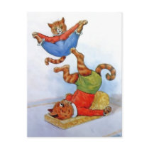 Vintage Acrobat Cats Postcard