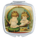 Vintage Ad Little Girl Looking in a Mirror Compact Mirror