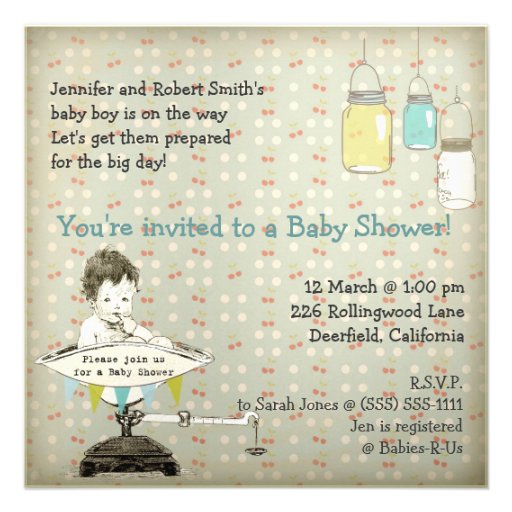 Vintage Adorable Baby Shower Announcements