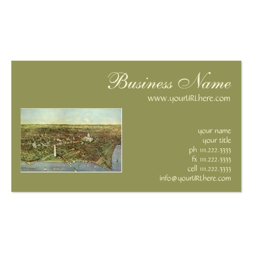 Vintage Aerial Antique City Map of Washington DC Business Card