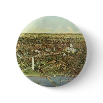 Vintage Aerial Antique City Map of Washington DC Pinback Buttons