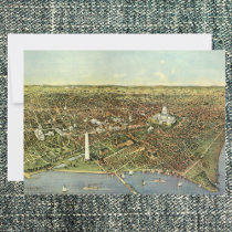 Vintage Aerial Antique City Map of Washington DC Cards