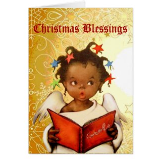 Vintage African American Angel Christmas Card