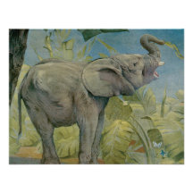 Vintage African Elephant in the Jungle, EJ Detmold Personalized Invite