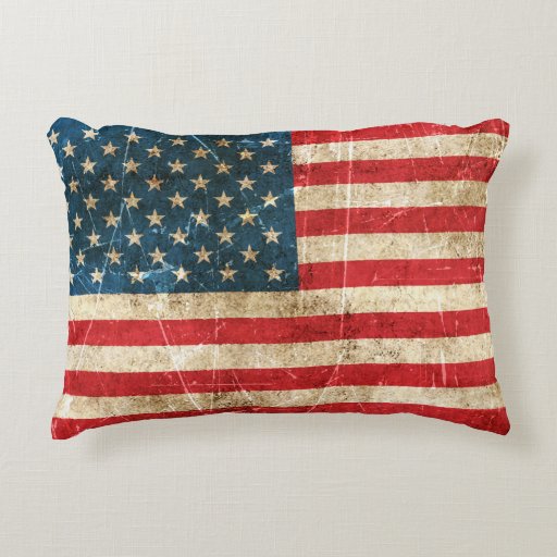 Vintage Aged and Scratched Flag of United States Decorative Pillow Zazzle