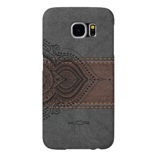 Vintage Aged Leather With Black Lace Accent Samsung Galaxy S6 Cases
