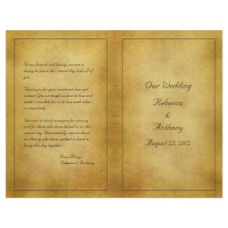 Vintage Aged Parchment Look Wedding Program Custom Flyer