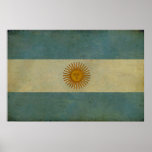 Vintage aged retro Argentina flag Poster