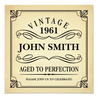 Vintage Aged to Perfection Funny Birthday Invite