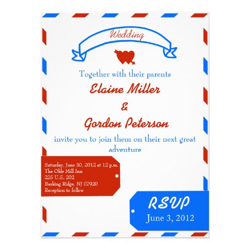 Vintage Air Mail Wedding Invitation