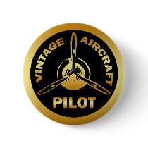 VINTAGE AIRCRAFT PILOT PINBACK BUTTON