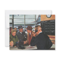 Vintage Airline Ticket Counter with Passengers Custom Announcement