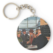 Vintage Airline Ticket Counter with Passengers Keychains